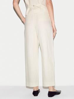 Jigsaw Linen Pleat Tapered Trousers, Cream - view 2, Cream