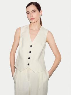 Jigsaw Linen Suit Waistcoat, Cream, Cream