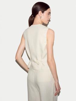 Jigsaw Linen Suit Waistcoat, Cream - view 2, Cream