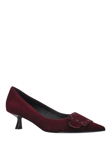 Bibi Lou Altair Suede Kitten Heel Pumps, Burgundy - view 2, Burgundy