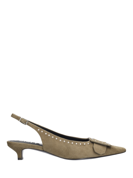 Bibi Lou Olive Suede Slingback Pumps, Olivia, Olivia