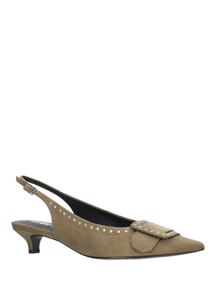 Bibi Lou Olive Suede Slingback Pumps, Olivia - view 2, Olivia