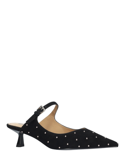 Bibi Lou Nomi Suede Studded Heeled Pumps, Black - view 2, Black