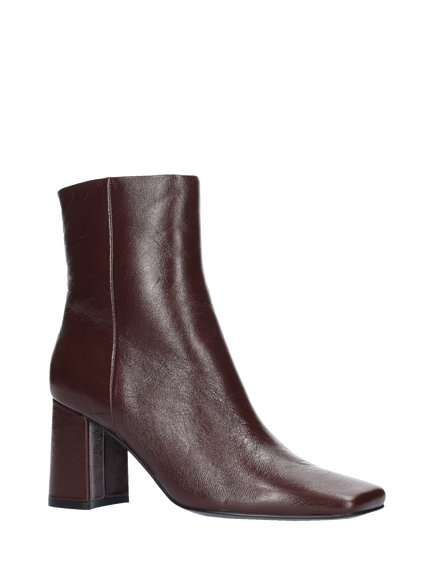 Bibi Lou Velora Leather Block Heel Ankle Boots, Burgundy - view 2, Burgundy