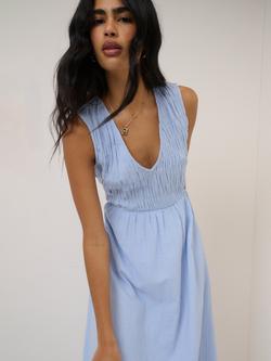 Nobody's Child Audrey Sleeveless Cotton Midi Dress, Purple - view 2, Light Blue