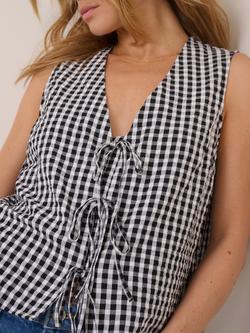 Nobody's Child Cotton Gingham Sleeveless Top, Black/White - view 2, Black/White