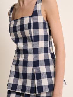 Nobody's Child Valencia Sleeveless Square Neck Gingham Cotton Blend Top, Blue/White, Blue/White