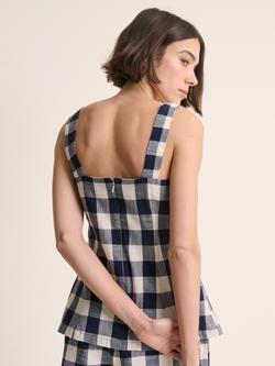 Nobody's Child Valencia Sleeveless Square Neck Gingham Cotton Blend Top, Blue/White - view 2, Blue/White