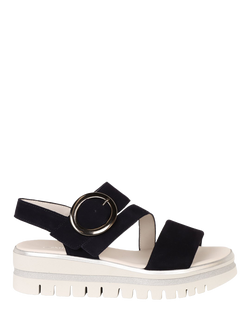 Gabor Amarillo Leather Flatform Slingback Sandals, Navy/Cream