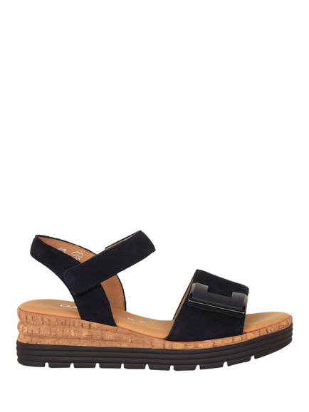 Gabor Shout Suede Sandals Wide Fit, Dark Blue
