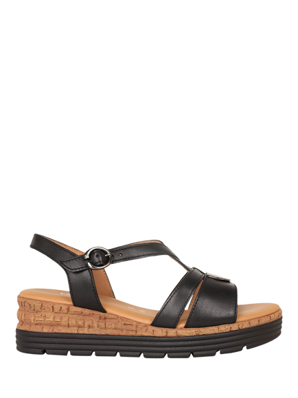 Gabor Sadie Leather Strappy Sandals Wide Fit, Black