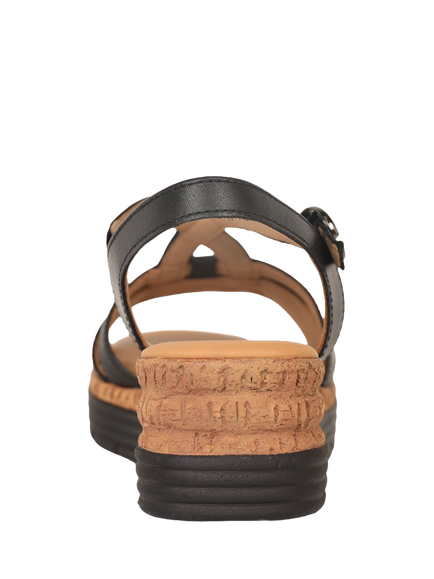 Gabor Sadie Leather Strappy Sandals Wide Fit - view 2, Black