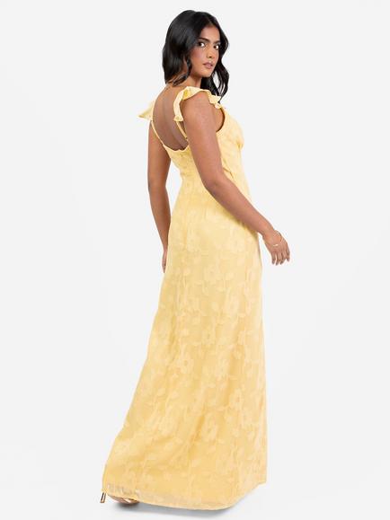 Anaya With Love Floral Ruffle Trim Strappy Dress, Butter Yellow - view 2, Butter Yellow