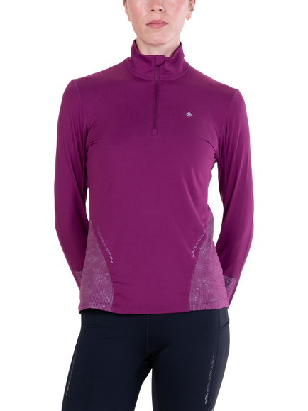 Ronhill Tech Reflect Half Zip Top, Blackcurrent/Reflect, Blackcurrent/Reflect