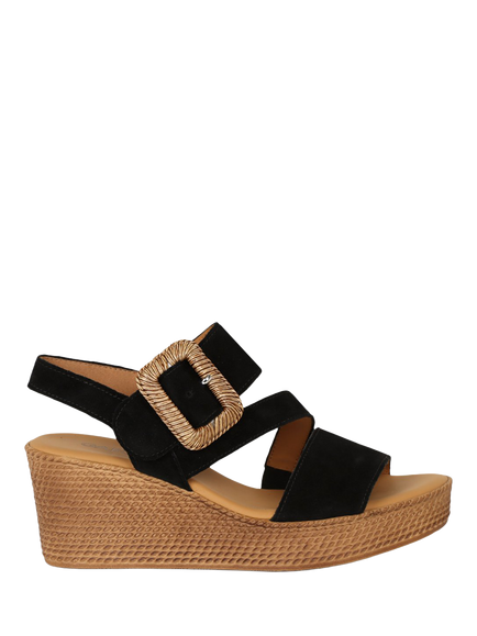 Gabor Embrace Suede Woven Wedge Heel Slingback Sandals, Black