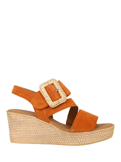 Gabor Embrace Suede Woven Wedge Heel Slingback Sandals, Valley