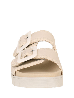 Gabor Elspeth Whipstitch Leather Mule Sandals, Creme - view 2, Creme
