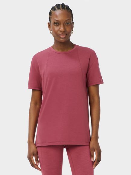 Sweaty Betty Soft Flow Studio Longline T-Shirt, Siennapink, Sienna Pink