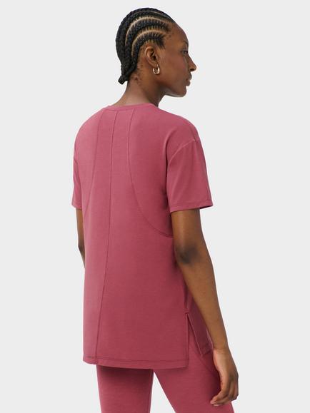 Sweaty Betty Soft Flow Studio Longline T-Shirt, Siennapink - view 2, Sienna Pink