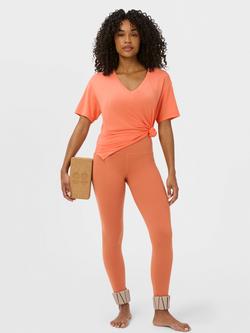 Sweaty Betty Soft Flow Studio V-Neck T-Shirt, Tuscan Orange - view 2, Tuscan Orange
