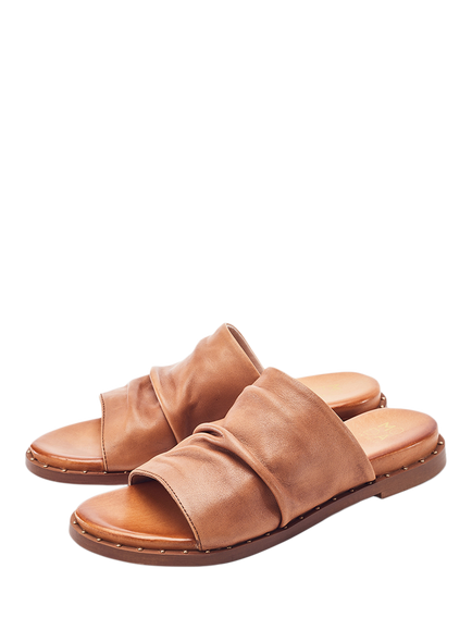 Moda in Pelle Jerri Leather Mule Sandals, Tan - view 2, Tan