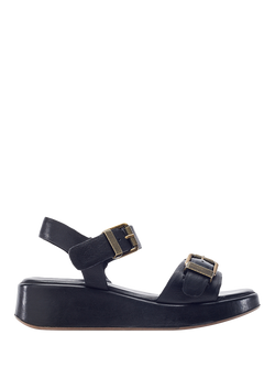 Moda in Pelle Kaprii Leather Flatform Footbed Sandals, Black