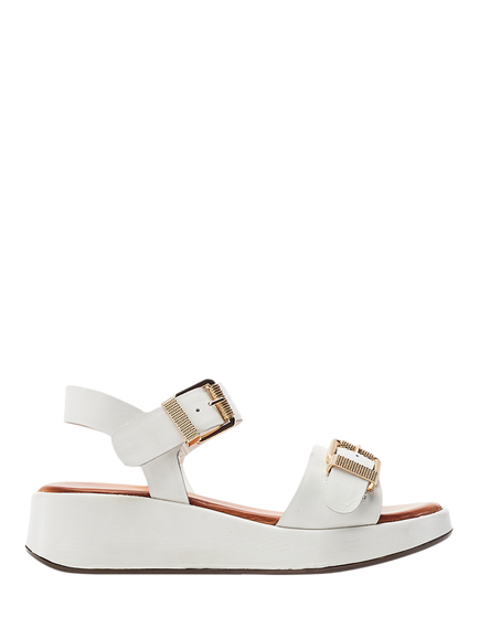Moda in Pelle Kaprii Leather Flatform Footbed Sandals, White