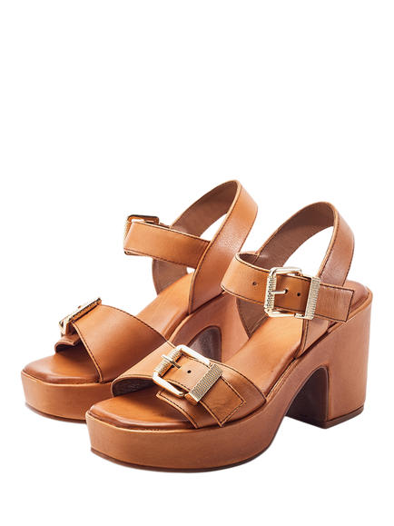 Moda in Pelle Kellisa Leather Platform Sandals, Tan - view 2, Tan