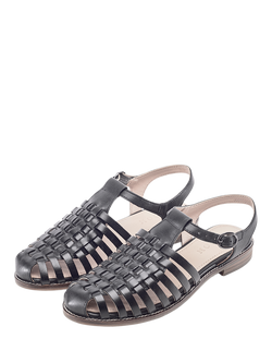 Moda in Pelle Shoon Georgie Woven Leather Fisherman Sandals - view 2, Black