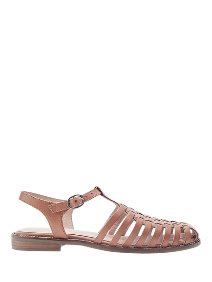 Moda in Pelle Shoon Georgie Woven Leather Fisherman Sandals, Tan