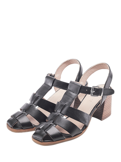 Moda in Pelle Shoon Gerrie Leather Block Heel Fisherman Sandals - view 2, Black