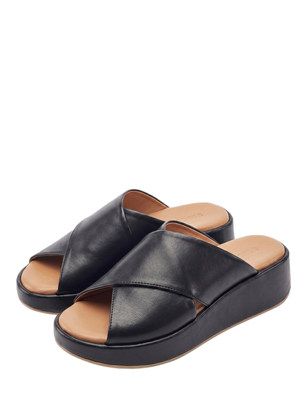 Moda in Pelle Shoon Grange Leather Mule Sandals, Black - view 2, Black