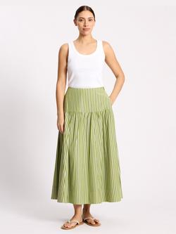 Albaray Stripe Drop Waist Skirt, Green/White, Green/White
