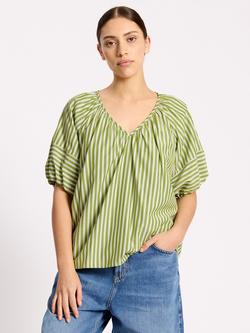 Albaray Stripe Lantern Top, Green/White, Green/White