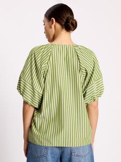 Albaray Stripe Lantern Top, Green/White - view 2, Green/White