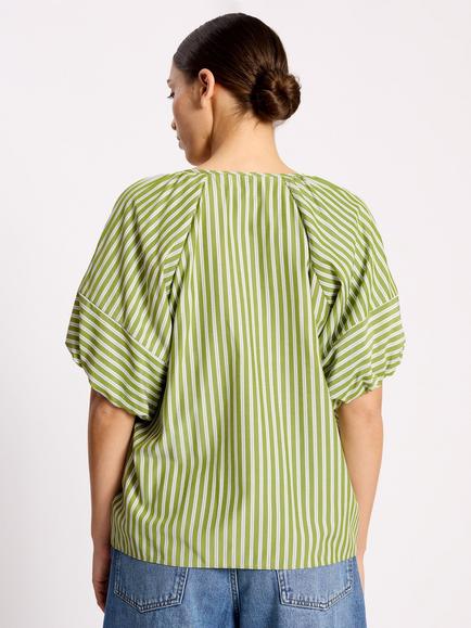 Albaray Stripe Lantern Top, Green/White - view 2, Green/White