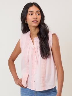 Nobody's Child Eze Sleeveless Broderie Cotton Blouse, Pink, Pink