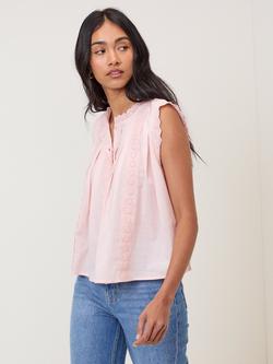 Nobody's Child Eze Sleeveless Broderie Cotton Blouse, Pink - view 2, Pink