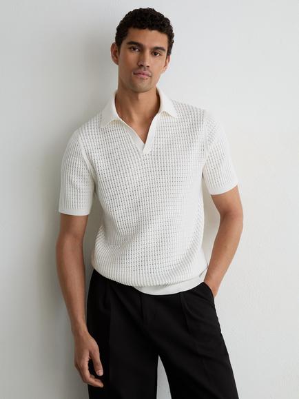 Reiss Merit Cotton Blend Polo Shirt, White, White