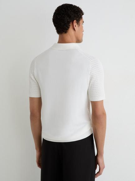 Reiss Merit Cotton Blend Polo Shirt, White - view 2, White