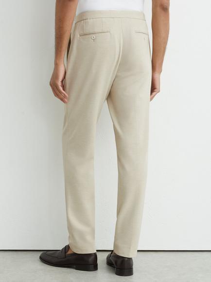 Reiss Gerrard Tailored Fit Textured Jersey Drawstring Suit Trousers, Stone - view 2, Stone