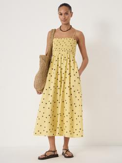 HUSH Leni Polka Dot Midi Dress, Yellow, Yellow