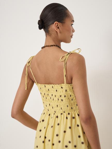 HUSH Leni Polka Dot Midi Dress, Yellow - view 2, Yellow