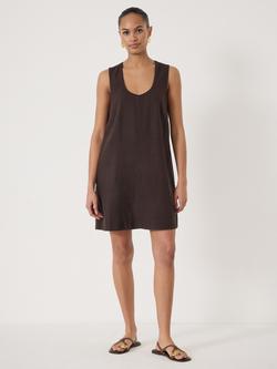 HUSH Liddie Linen Blend Mini Dress containing LENZING™ ECOVERO™ Viscose, Dark Brown