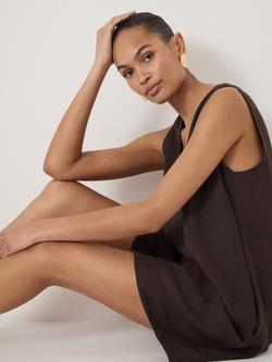 HUSH Liddie Linen Blend Mini Dress containing LENZING™ ECOVERO™ Viscose - view 2, Dark Brown