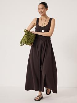 HUSH Mirelle Sleeveless Cotton Blend Maxi Dress, Dark Brown, Dark Brown