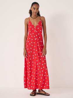 HUSH Air Flow Polka Dot Slip Maxi Dress containing LENZING™ ECOVERO™ Viscose, Red