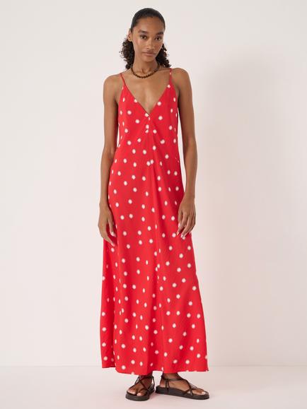 HUSH Air Flow Polka Dot Slip Maxi Dress containing LENZING™ ECOVERO™ Viscose, Red