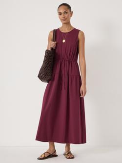 HUSH Ori V Neck Sleeveless Cotton Blend Maxi Dress, Maroon Red, Maroon Red