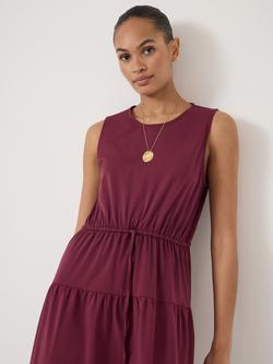 HUSH Ori V Neck Sleeveless Cotton Blend Maxi Dress, Maroon Red - view 2, Maroon Red